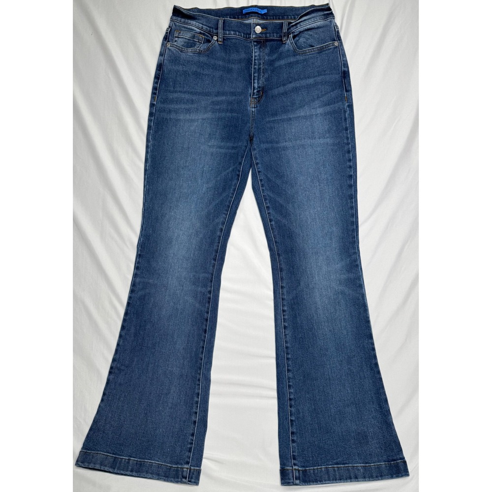 J.McLaughlin Womens Flare Leg Jeans Blue Medium Wash High Rise Size 12 Stretch